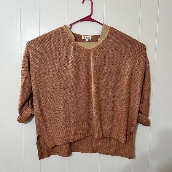 Listicle Womens Burnt Orange Wide Sweater Crew Neck Long Sleeve Size M EUC - Picture 1 of 12